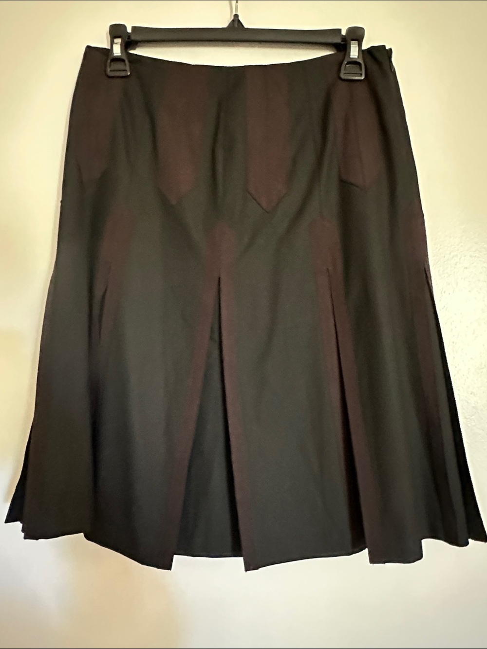 The Limited Black A-Line Midi Skirt with Panel Detailing